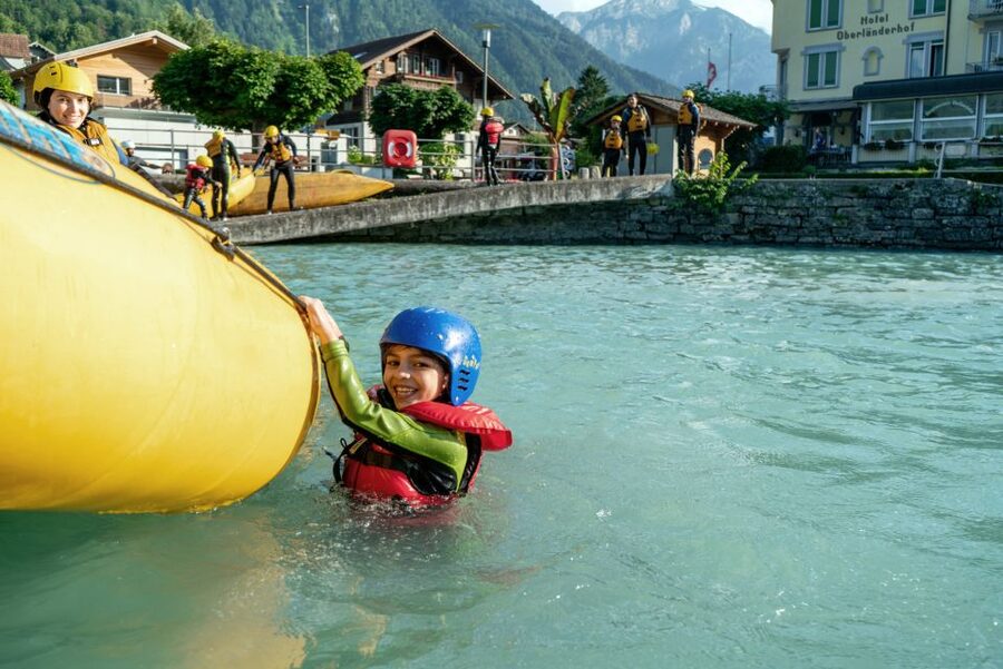 From Interlaken: Family Rafting - The 3-Hour Flow: Meet, Drive, Paddle, Then Swim at Lake Brienz