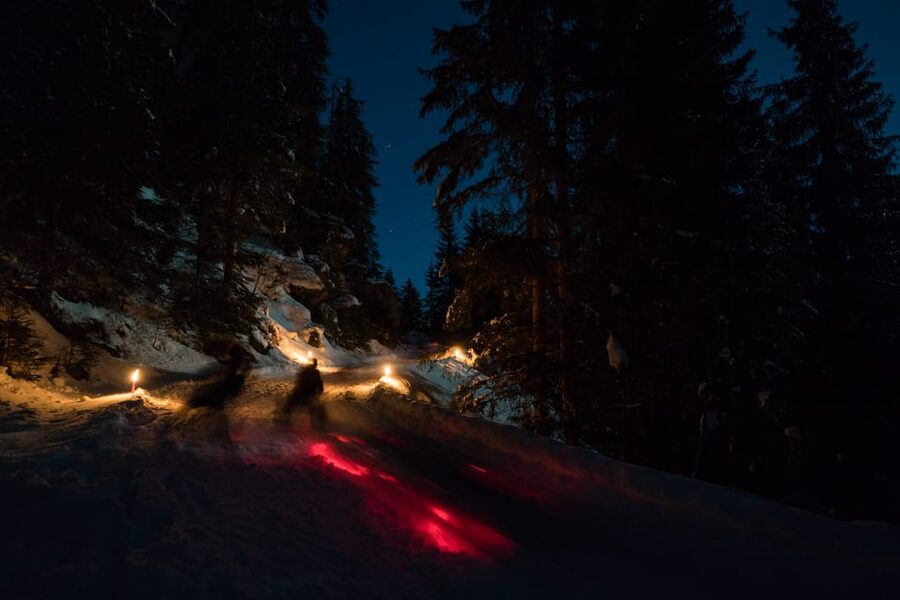 From Interlaken: Night Sledding - Choosing your pace with a guide nearby, not chasing the crowd