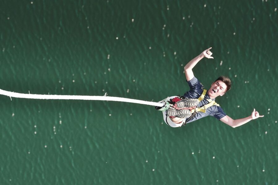 From Interlaken: Stockhorn Bungee Jump - The Jump: Weightlessness, Freefall, and Rebound Over Stockensee
