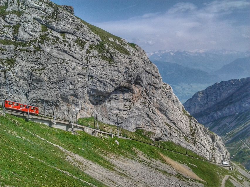 From Luzern:Small Group Tour Golden Roundtrip to Mt. Pilatus - Dragon Ride cable car with big windows: the sightseeing part you can enjoy without stress