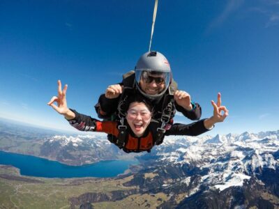 Airplane Skydiving over the Swiss Alps