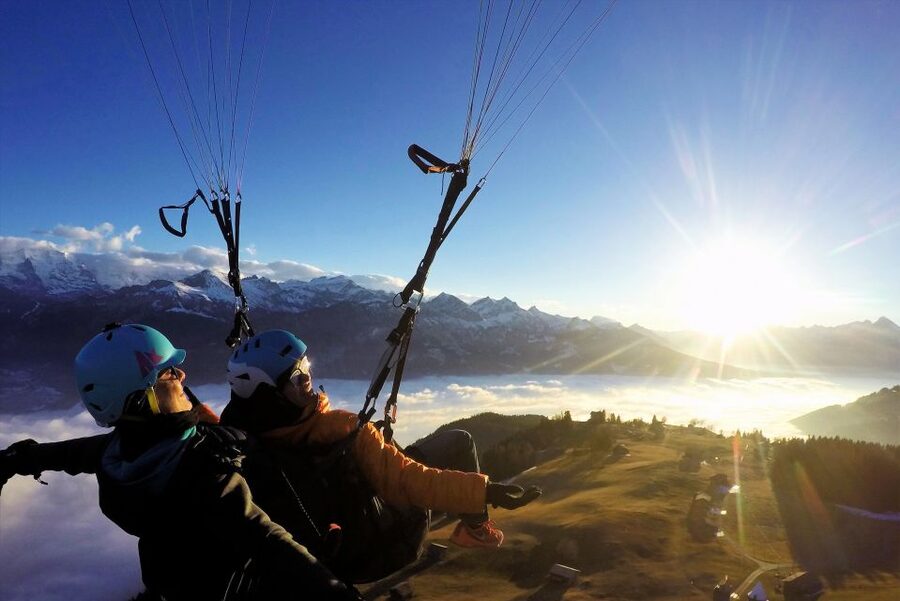 Paragliding Tandem Flight in Interlaken - Landing at Höhematte: Smooth Touchdown in the Middle of Town