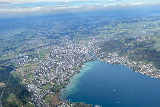Private helicopter flight to Stockhorn mountain, with view to the Swiss Alps - Belp Berg and the farm-and-grain view on takeoff and landing