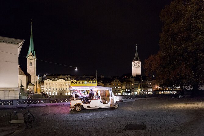 Zurich eTukTuk Private Tour - with Cheese Fondue and Wine - Bahnhofstrasse, Predigerplatz, and Zurich Old Town Streets